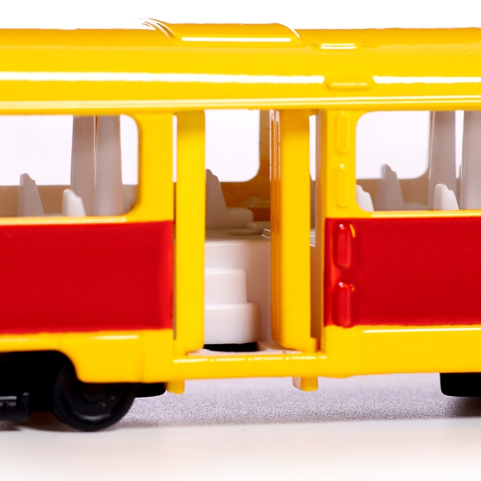 Машина металлическая &laquo;Трамвай&raquo;, световые и звуковые эффекты, открываются двери, инерционная, 18 см