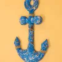 Декор интерьерный "Якорь" дерево 23х2х40 см, цв. ярко-синий