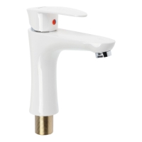 Смеситель для раковины ZEIN Z3659, однорычажный, высота излива 12 см, ABS-пластик, белый