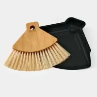 Щетка с совком "Meli", бамбуковая ручка, цвет черный 20х19 см
