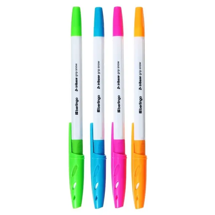 Ручка шариковая Berlingo Tribase grip show, стержень синий 0.7, грип, синяя, МИКС