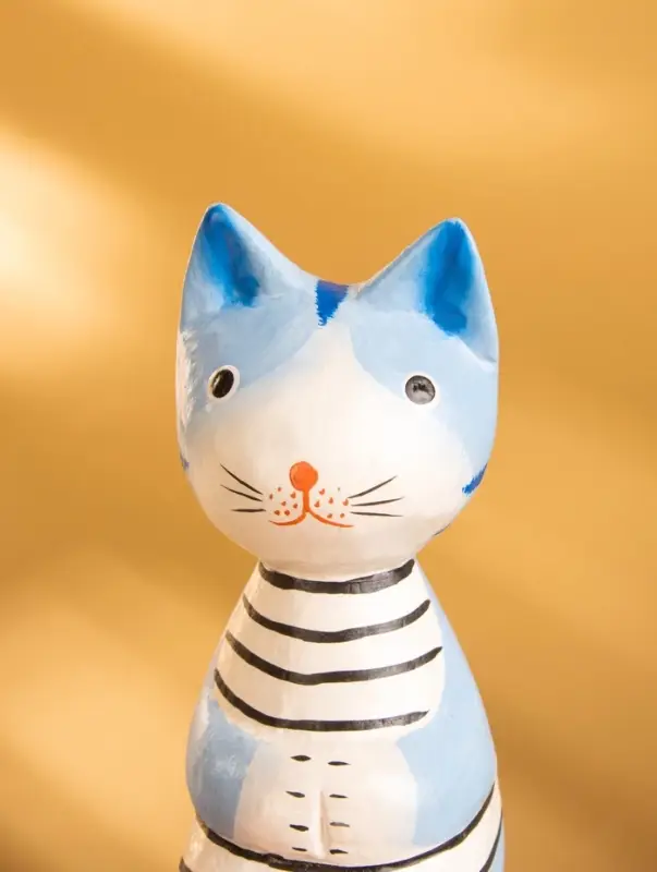 Сувенир дерево "Кот сидячий" цв. голубой, 6х6х15 см