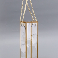 Коробка из PET с ручками, золотая, 7 х 7 х 21 см