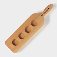 Доска для подачи с ручкой, 35&times;9&times;1,8 см, на 4 шота, диаметр ячеек 3,9 см,с пропиткой, берёза