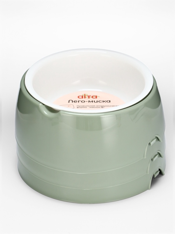 Лего-миска для животных с наклоном "Юта" 0,3л бело- фисташковый