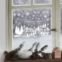 Наклейки для окон &laquo;Зимняя деревушка&raquo;, многоразовая, 33 х 50 см
