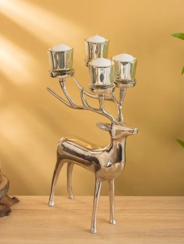 Подсвечник на 4 свечи "Олень" 17х26,5х38 см, алюминий
