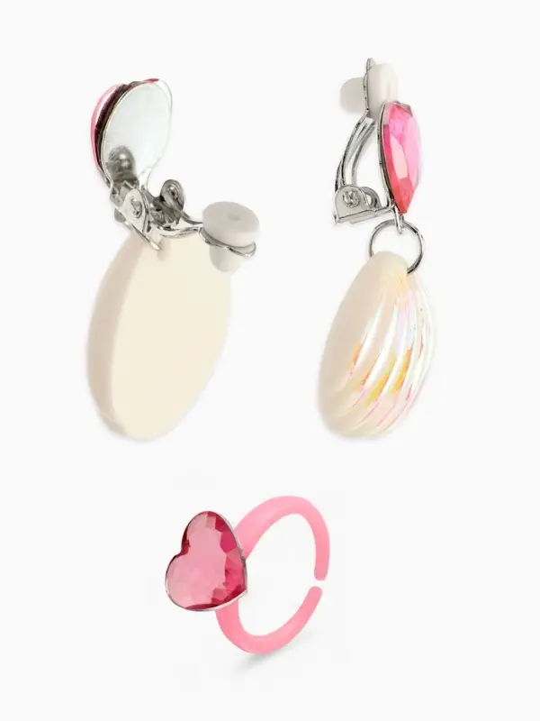 Набор детский &laquo;Выбражулька&raquo; русалочка, 4 пред :клипсы, кольцо, браслет, бусы, бело-розовый   1087536