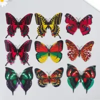 Магнит пластик "Бабочка двойные крылья" под текстиль блеск МИКС 8,5х12 см