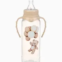 Новогодняя бутылочка для кормления &laquo;Baby Bear&raquo; 250 мл, цилиндр, бежевый Mum&Baby