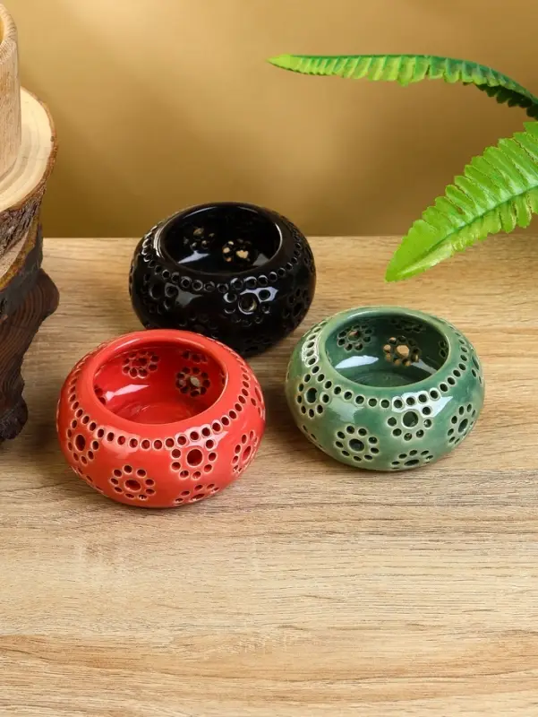 Подсвечник, 8.5&times;8.5&times;4 см, керамика, МИКС