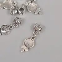 Бейл с подвеской металл для творчества "Конфета на палочке" серебро 2,7х1 см