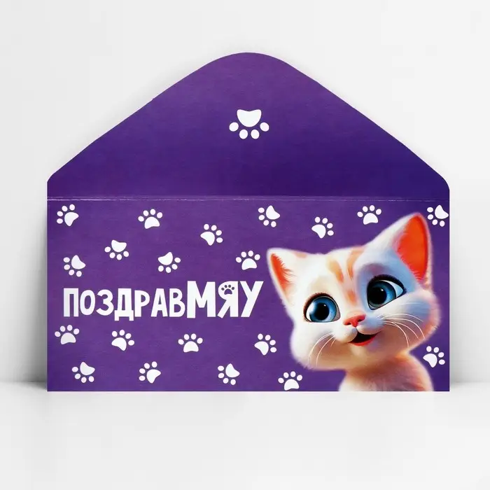 Конверт для денег &laquo;ПоздравМЯУ&raquo;, 16.5 х 8 см