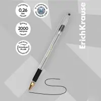 Ручка шариковая ErichKrause L-30 Gold Stick&Grip Classic, игольчатый узел 0.7 мм, чернила чёрные, резиновый держатель, супермягкое письмо