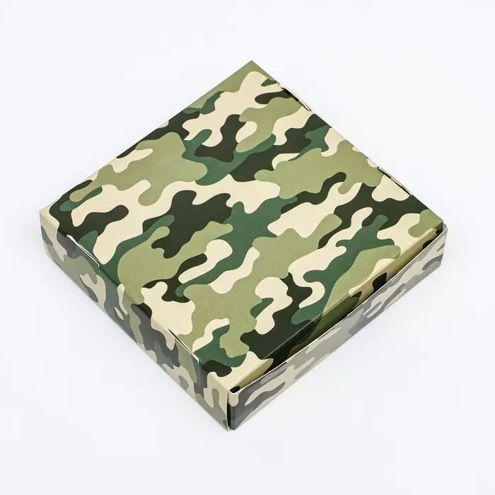 Коробка сборная с окном, &laquo;Камуфляж&raquo;, 11.5&times;11.5&times;3 см