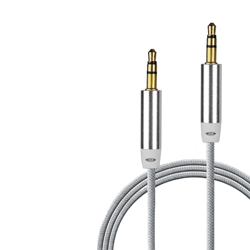 Кабель AUX 3,5 на 3,5 1M  серебро (800шт/кор)