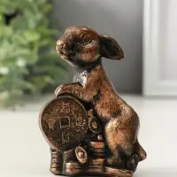 Фигура "Заяц на деньгах", высота 10 см, цвет винтажная бронза