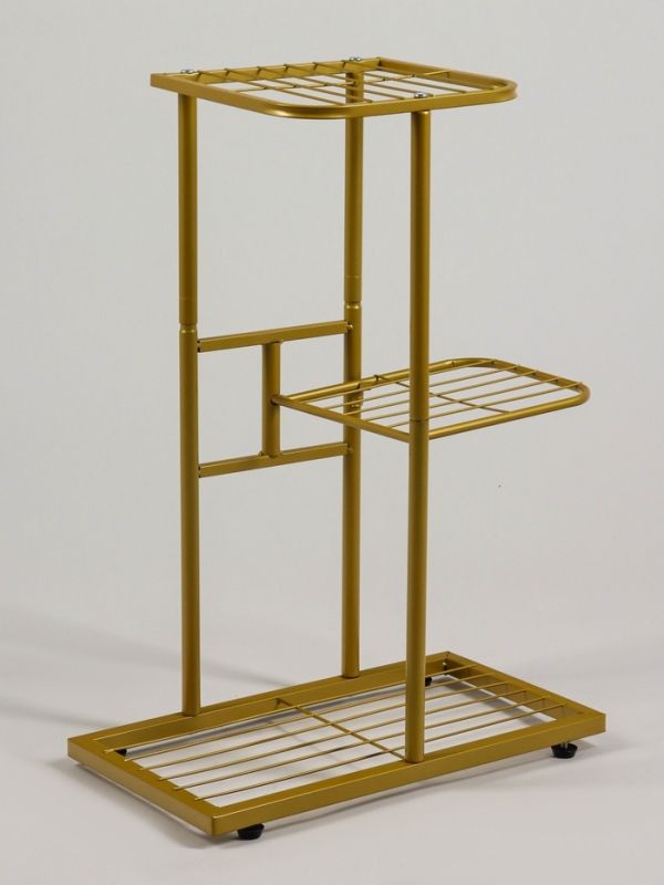 Подставка для цветов Greengo, 3 полки, 43 &times; 22 &times; 57 см, напольная, металл, цвет золотой