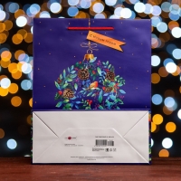 Новый год. Пакет подарочный "Новогодний венок", 26 х 32 х 12 см.