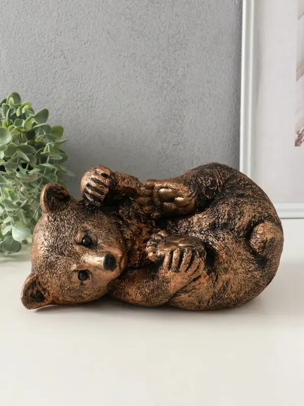 Копилка "Мишка лёжа" 15х28 см, бронза