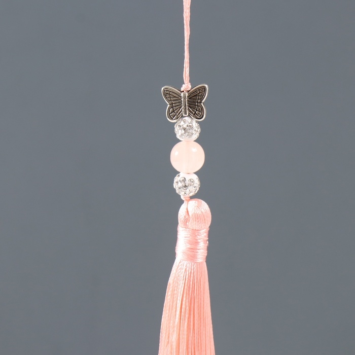 Подвеска текстиль, металл "Бабочка" персиковая 1х1,2х16,5 см