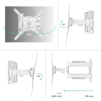 Кронштейн ONKRON M4, для ТВ, наклонно-поворотный, 32"-65", 55-500 мм от стены, белый
