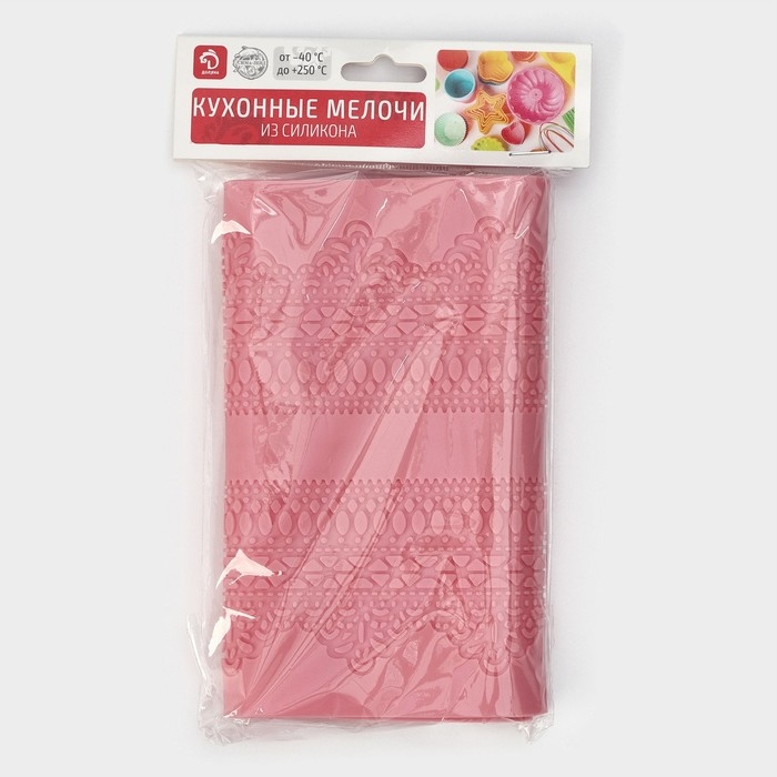 Коврик для айсинга Доляна &laquo;Кружево&raquo;, силикон, 38,7&times;16,5 см, цвет розовый