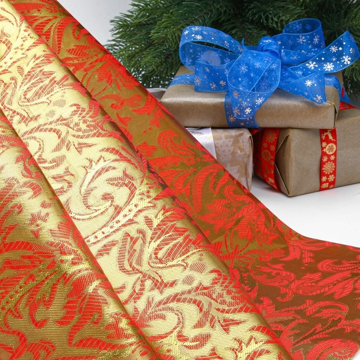 Лоскут 50 &times; 50см, Парча, золото на красном