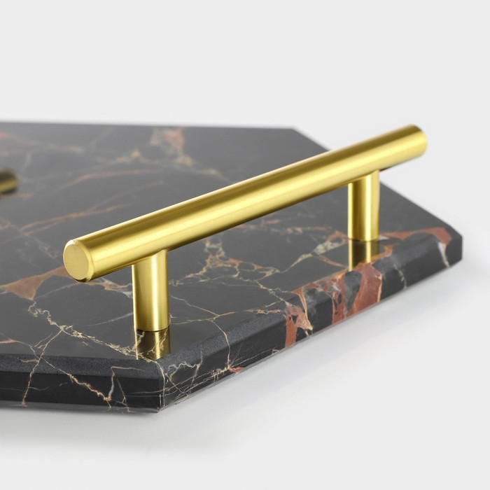 Поднос из мрамора Magistro Marble, 25&times;29 см, цвет чёрный
