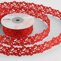 Лента фигурная &laquo;Вьюнчик&raquo;, 25 мм, 9 &plusmn; 0,5 м, цвет красный