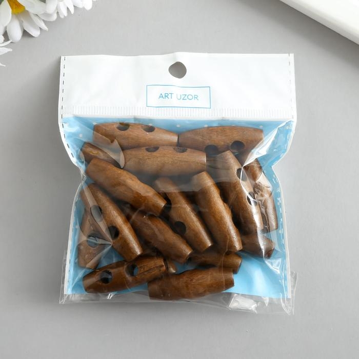 Пуговицы дерево для творчества 2 прокола "Цилиндр" набор 20 шт 4х1,1х1,1 см