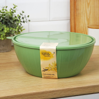 Набор пластиковых салатников с крышками &laquo;Bono&raquo;, 3 шт: 5 л, 2,8 л, 1,7 л, цвет микс