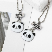 Кулоны &laquo;Неразлучники&raquo; панды, цвет чёрно-белый в серебре, 45 см