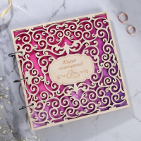 Книга пожеланий на свадьбу в деревнной обложке &laquo;Резная&raquo;.