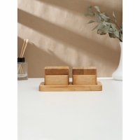 Набор для специй Adelica, 2 банки с крышкой на деревянной подставке, пропитано маслом, 20&times;10&times;1,8 см, берёза