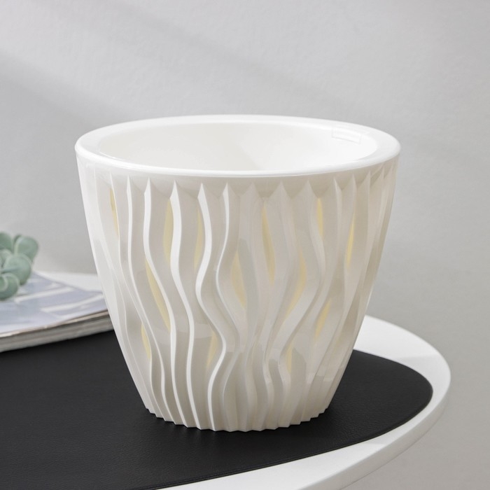 Кашпо для цветов со вставкой &laquo;Вдохновение&raquo;, 3 л, цвет белый