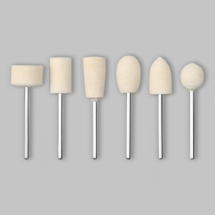 Фрезы войлочные для маникюра в пластиковом органайзере, 12 шт