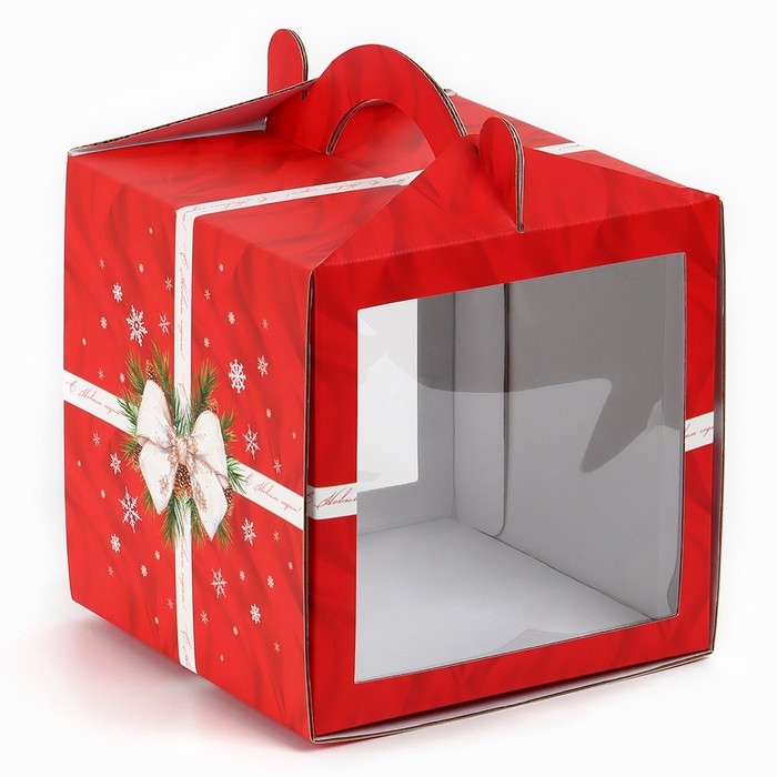 Коробка кондитерская с окном, сундук, &laquo;С Новым годом!&raquo;, 20 х 20 х 20 см,