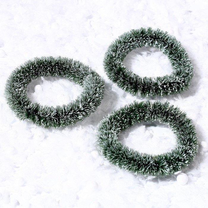 Декор &laquo;Новогодний венок&raquo;, набор 3 шт., размер 1 шт. &mdash; 6,5 см, цвет светло-зелёный