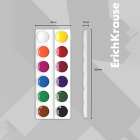 Акварель 12 цветов, ErichKrause, в мягком пластике, без кисти, экономичная упаковка, пакет с европодвесом