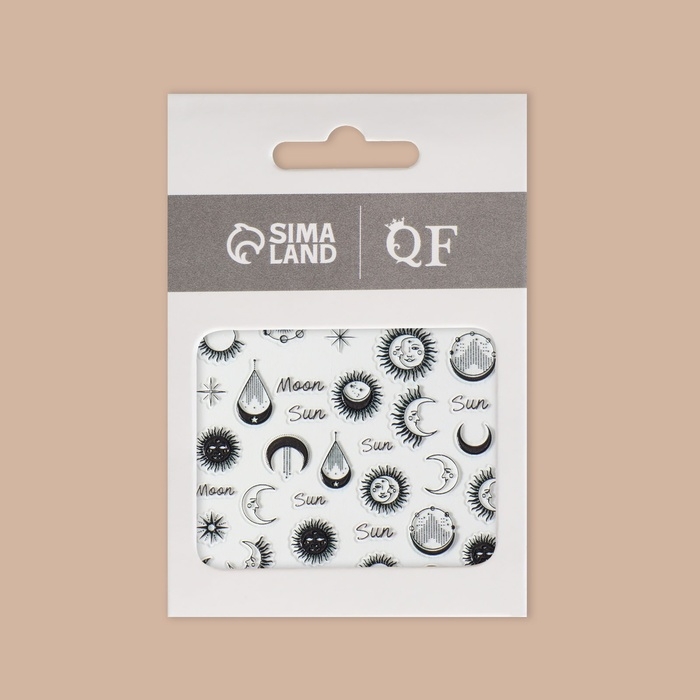 Наклейки для ногтей &laquo;MOON&raquo;, объёмные, цвет чёрный