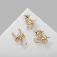 Брошь &laquo;Знаки зодиака&raquo; ассорти, гороскоп, цвет белый в золоте (неделимая фасовка 12 шт., цена за шт.)