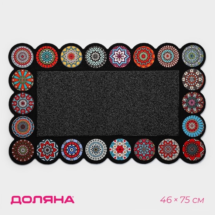 Коврик придверный Доляна &laquo;Глория&raquo;, с окантовкой, 46&times;75 см, цвет чёрный