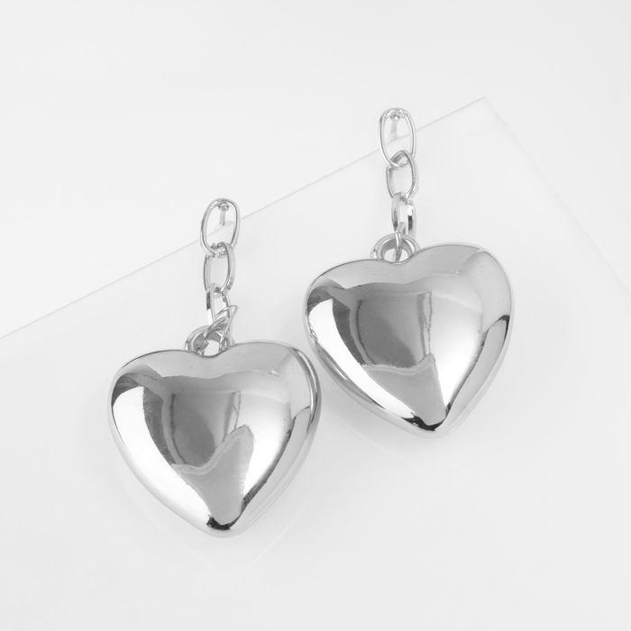 Серьги металл &laquo;Сердце&raquo; пленительность, цвет серебро