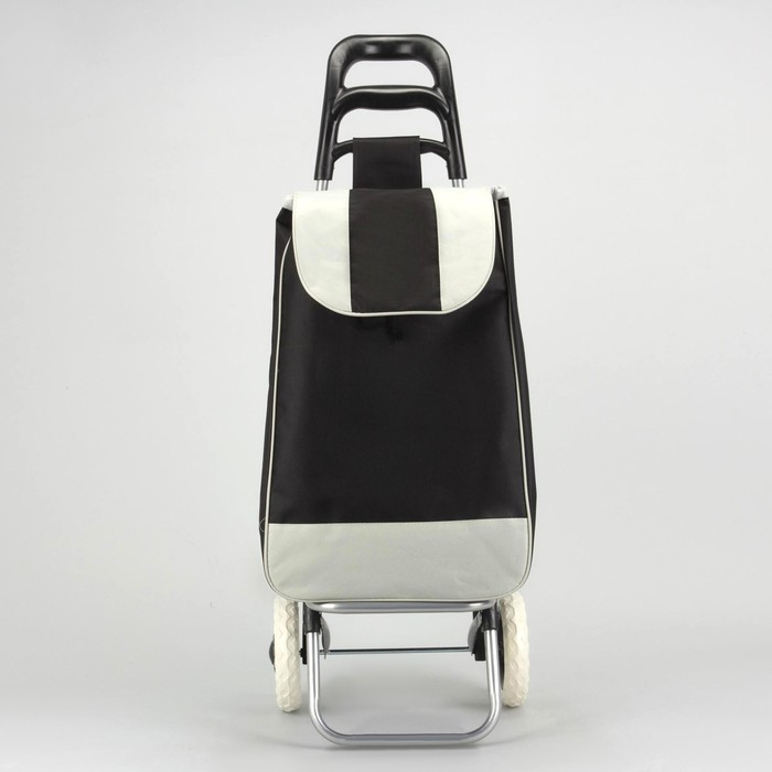 Сумка хозяйственная на колёсах, отдел на шнурке, нагрузка до 25 кг, цвет чёрный