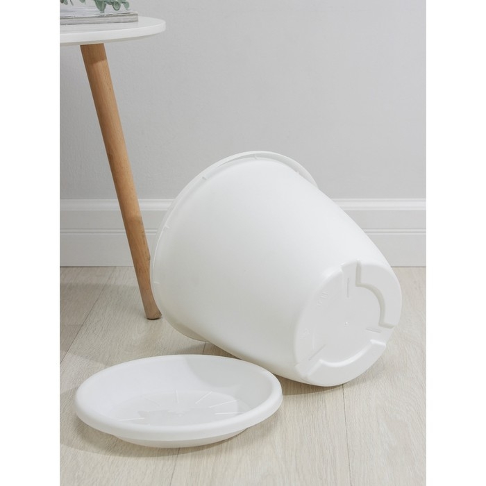 Горшок для цветов с поддоном &laquo;Афина&raquo;, 11 л, пластиковый, цвет белый