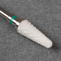 Фреза керамическая для маникюра &laquo;Конус скруглённый&raquo;, крупная нарезка, 6 &times; 14 мм, в пластиковом футляре, цвет белый