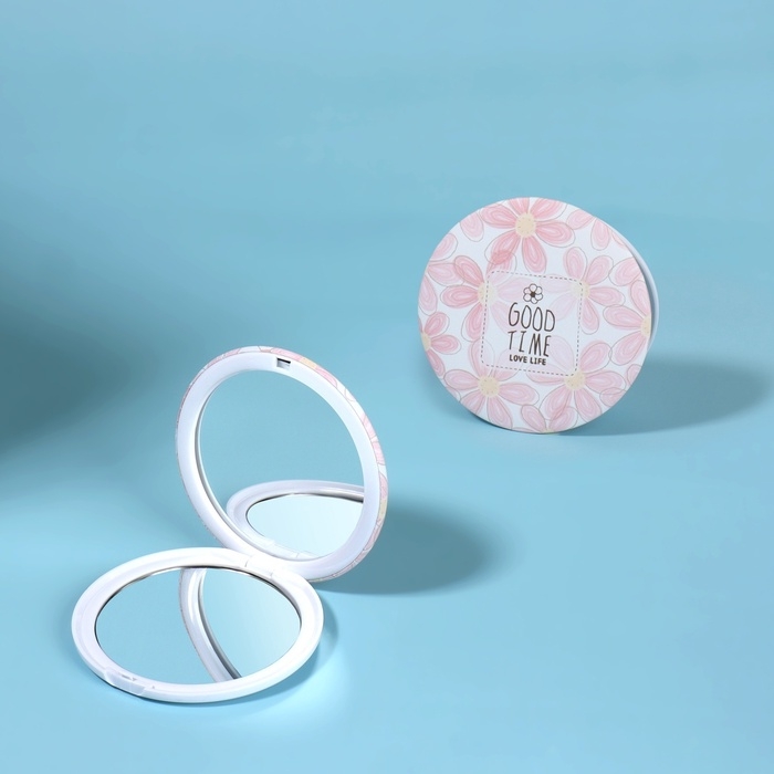 Зеркало складное &laquo;Нежность&raquo;, d = 7,5 см, цвет розовый