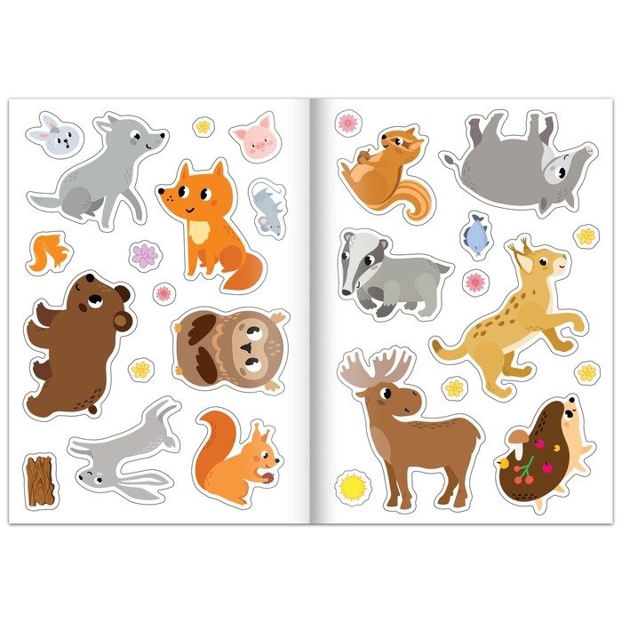 Набор 3 в 1 &laquo;Жители леса&raquo;: 12 пазлов, книга с наклейками, раскраска