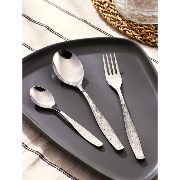 Набор столовый &laquo;Уралочка&raquo;, 18 предметов, толщина 2 мм, картонная коробка, цвет серебряный